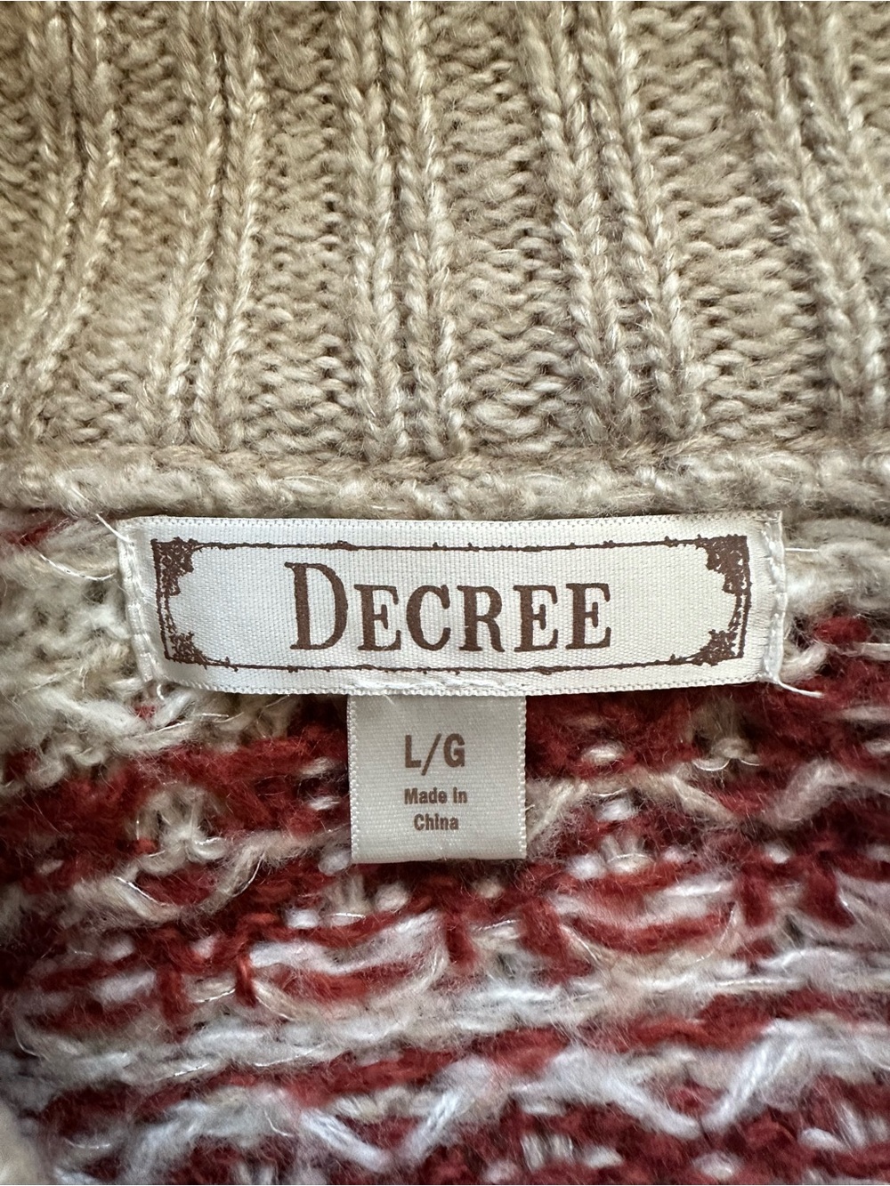 Decree Fair Isle Knit Cardigan Sweater Nordic Cabincore Granola Size L Vintage - Picture 3 of 9